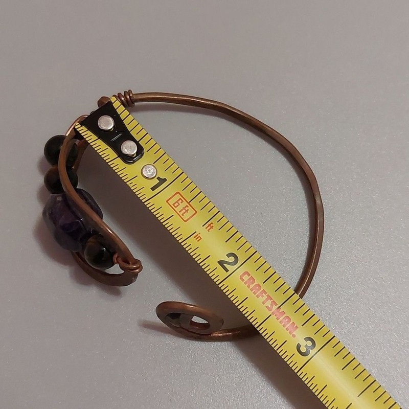 Artisan Solid Copper with Amethyst and Other Natural Stones Cuff Bracelet gallery