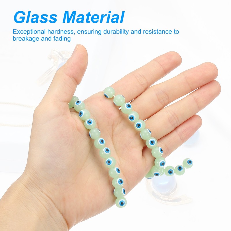 8mm Evil Eye Beads, 50 Pcs Glass Turkish Evil Eye Charm, Light Green gallery
