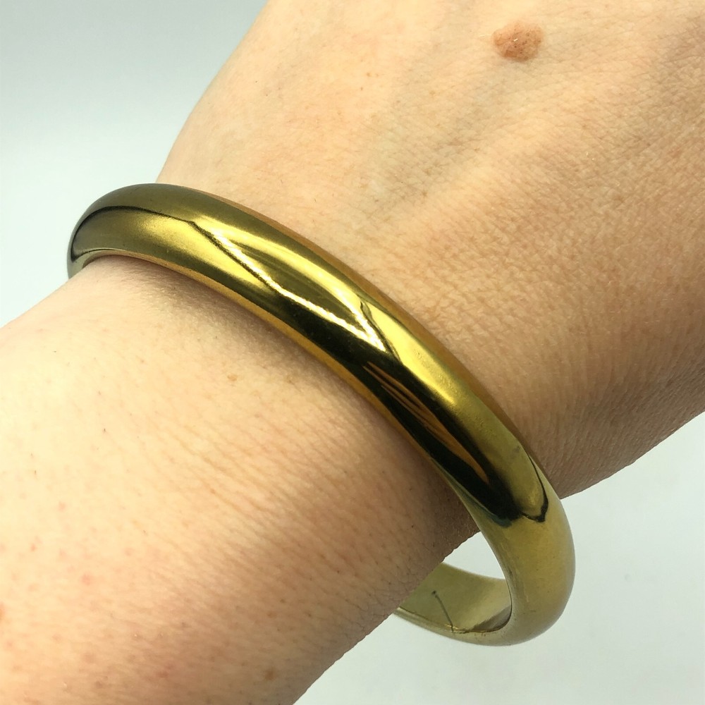 STATEMENT Gold Tone Shiny Plastic Bangle Stacking Retro Christmas Party Disco