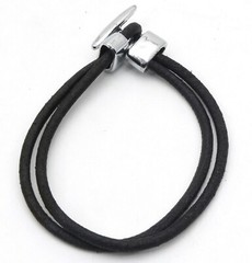 Black Cord Bracelet with Metal Hook Clasp