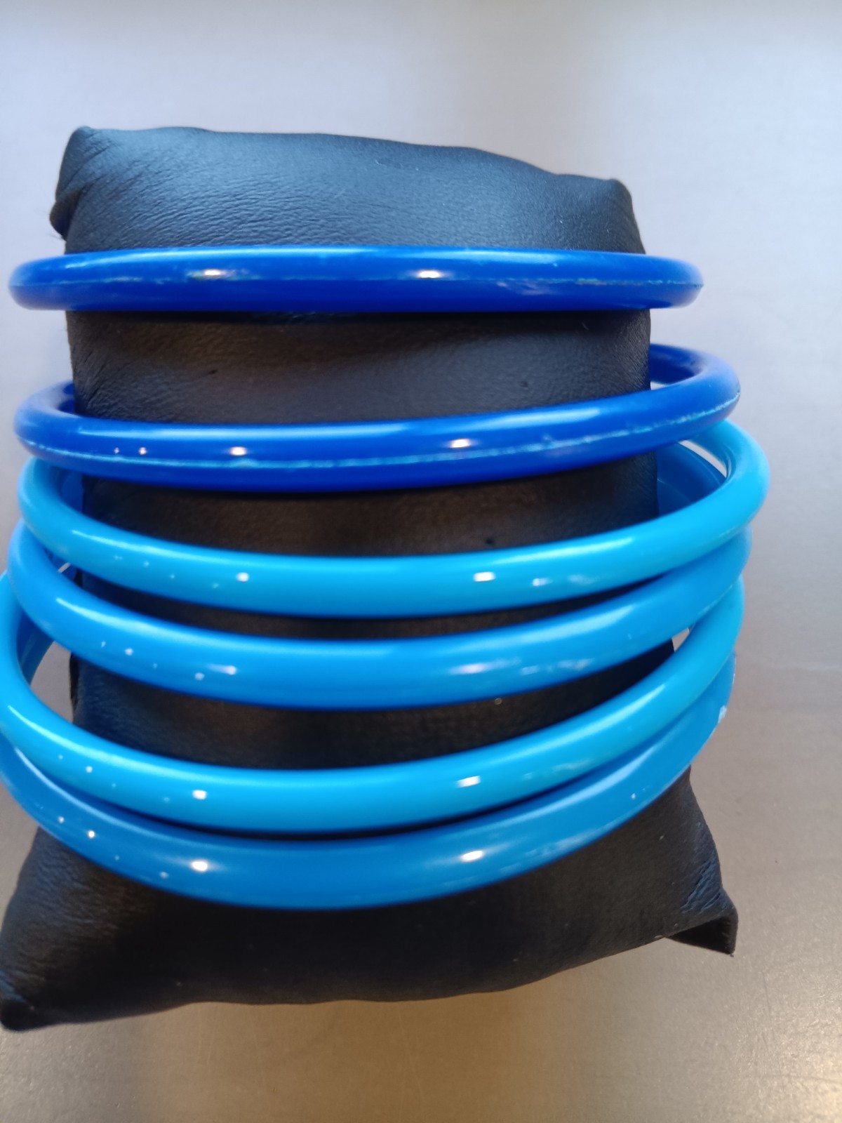 Six (6) Assorted Blue Colored Bangle Bracelets gallery