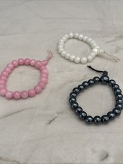 3 Adult One Size Fits Most Stretchy Glass Beaded Bracelets