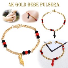 14K GOLD Filled Baby Azabache Bracelet 5.5”/ PULSERA MANO DE AZABACHE BEBE