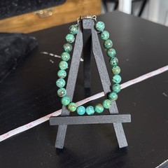 Dioptase Natural Gemstone Bead Bracelet | Smooth Round 7mm