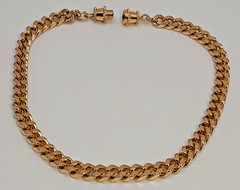 8″ Cuban Link Gold toned Chain Bracelet with Screw down Barrel Clasp Closure
