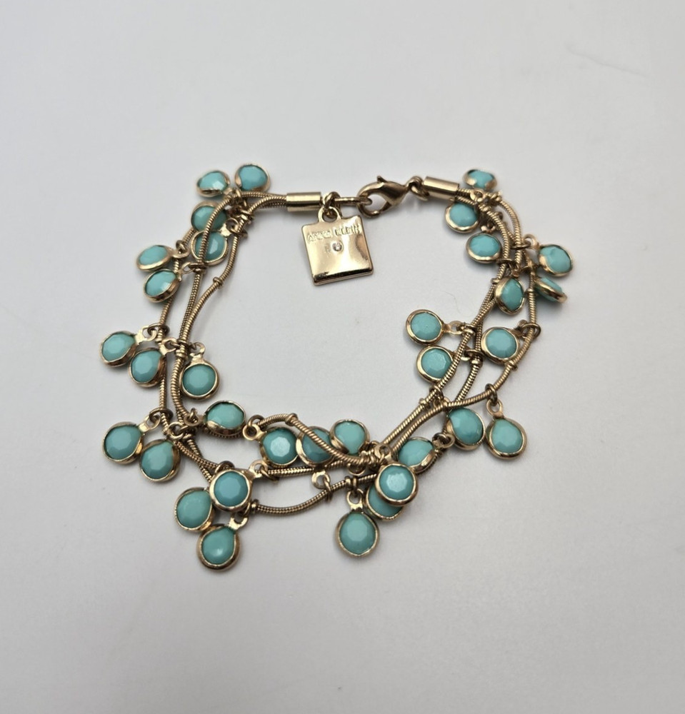 Anne Klein Gold-Tone Multi-Strand Bracelet Turquoise color style Charms boho 280