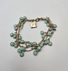 Anne Klein Gold-Tone Multi-Strand Bracelet Turquoise color style Charms boho 280