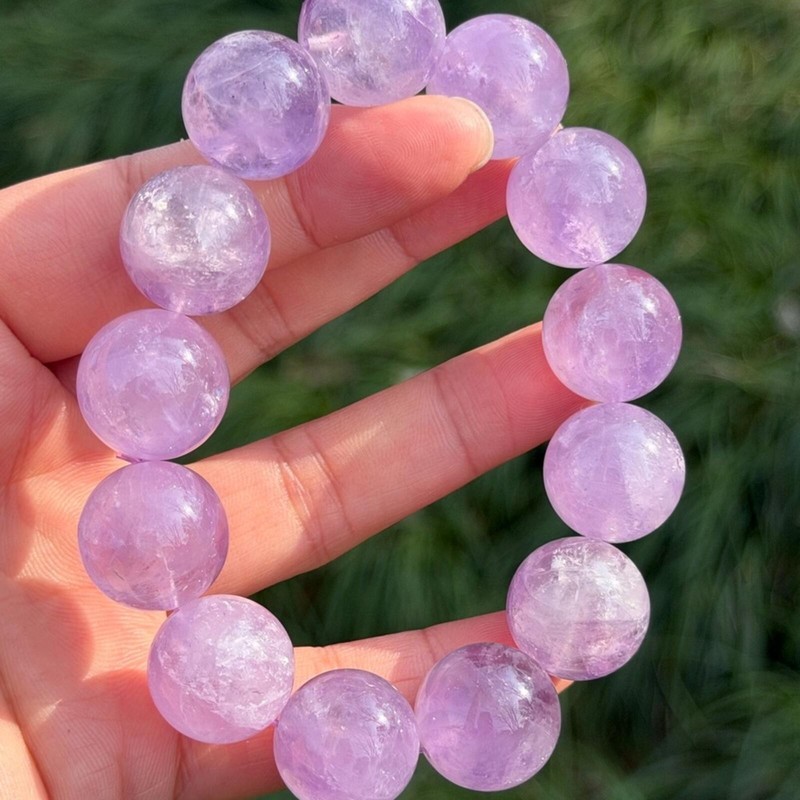 17.5mm chunky stretchable lavender amethyst bracelet 1054 gallery