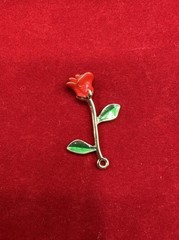 Romantic Cute Gold Tone Enamel Rose Spring Flower Pendant Bracelet Charm Set