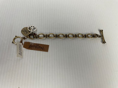 Lucky Brand Peace Sign Charms Bracelet Semi Precious Accents