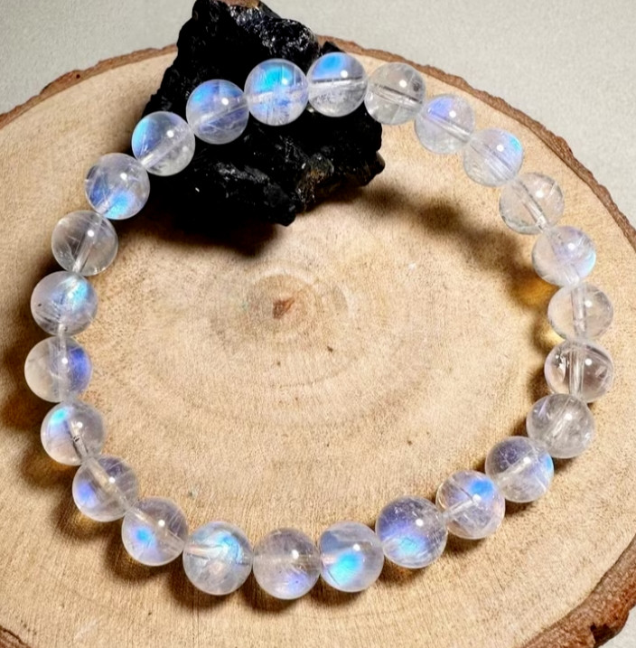 Moonstone Stone Bracelet Natural 7-8mm Gemstone Stretch Energy Bracelet Gift gallery