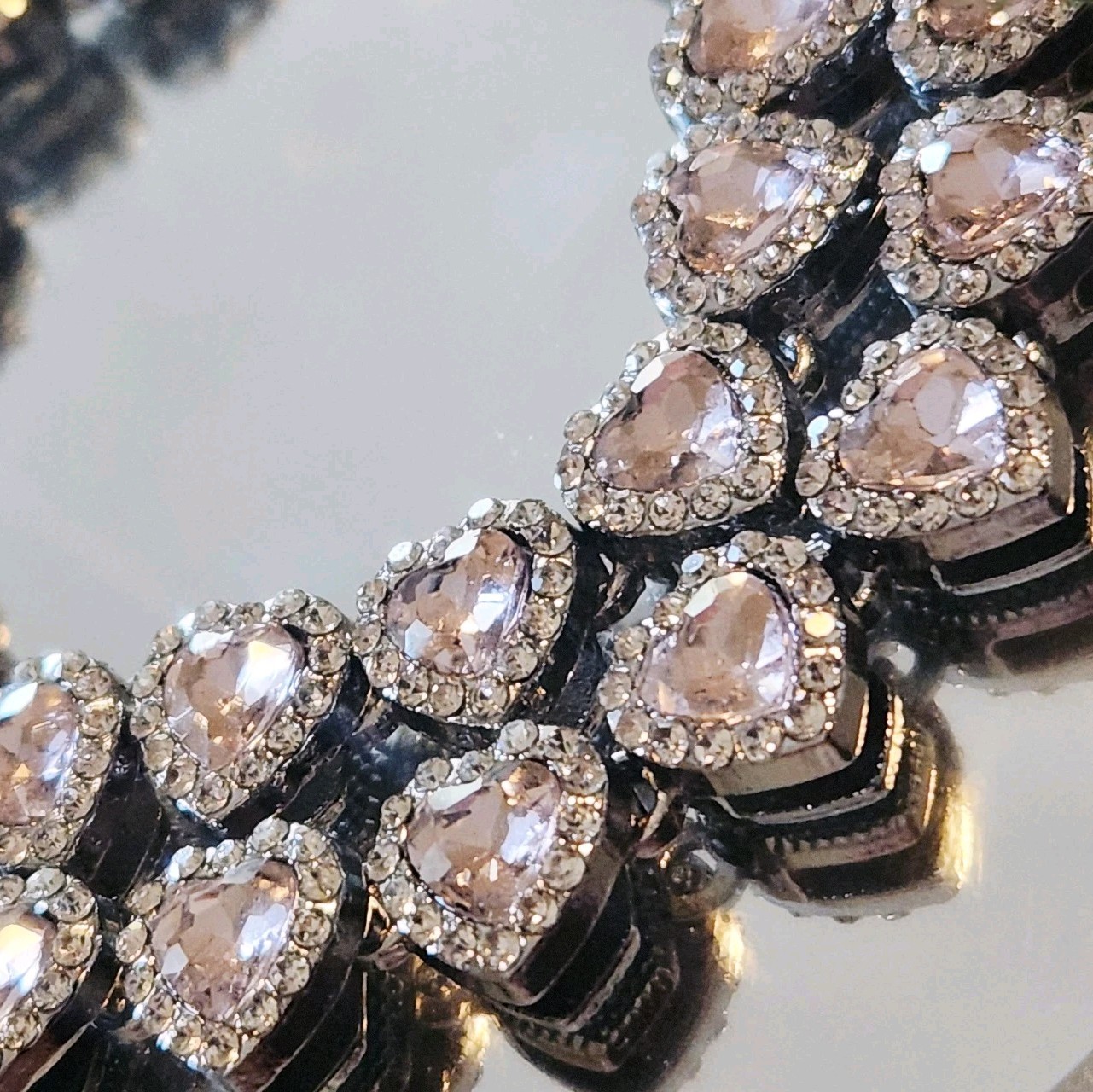 Pink Heart Austrian Crystals Bracelet Made In Platinum Plating gallery