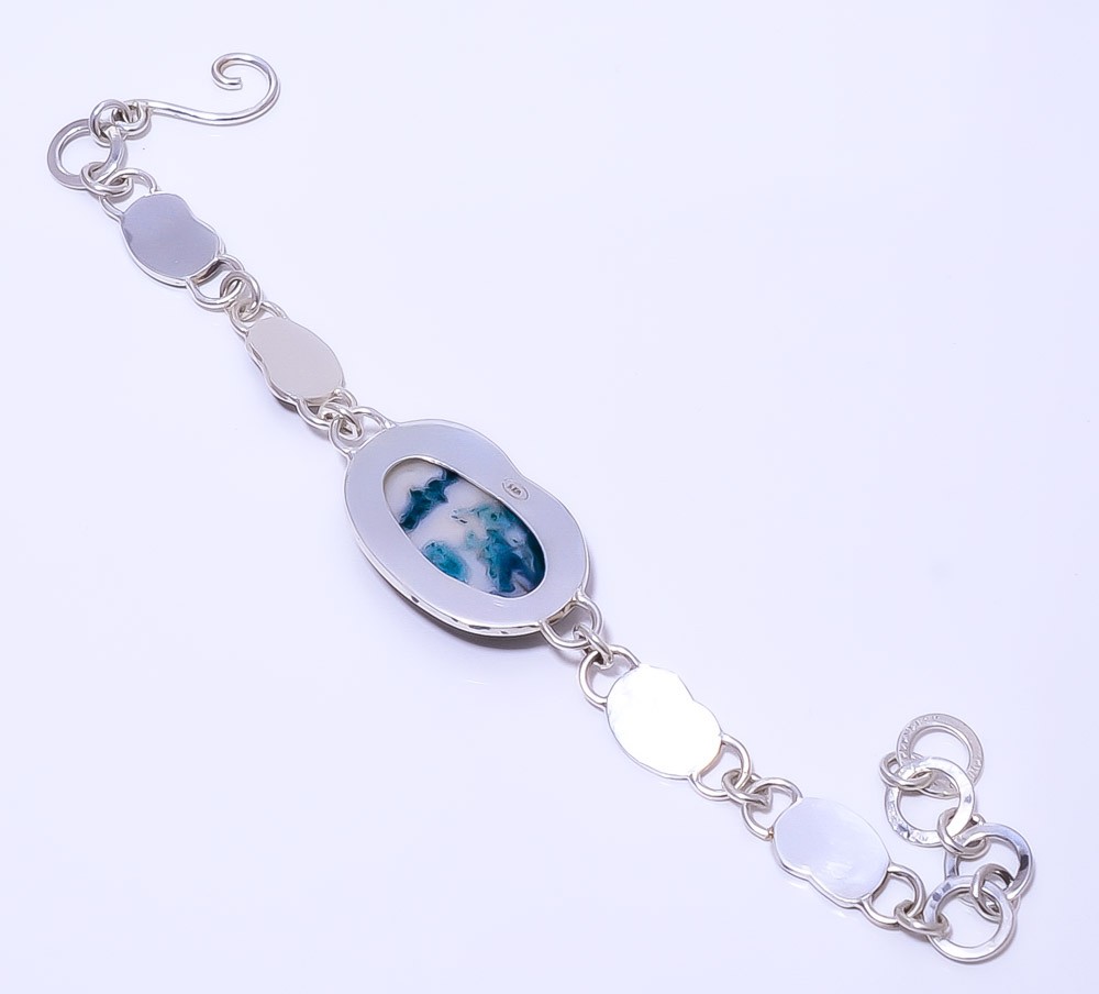 Moss Agate 925 Sterling Silver Handmade Bracelet 7.99" B92067264, Christmas Gift gallery