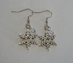Pretty Bicone Bead & Snowflake Charm Earrings, Choice of 5 Colors