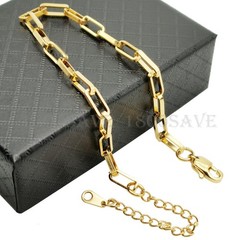 Designer Inspired 18K Yellow Gold Filled 4mm Paper Clip Chain Bracelet 7″+2″inch