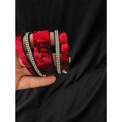 Paparazzi Red Sequin Multi-Strand Wrap Bracelet – Silver Rhinestones | NWT