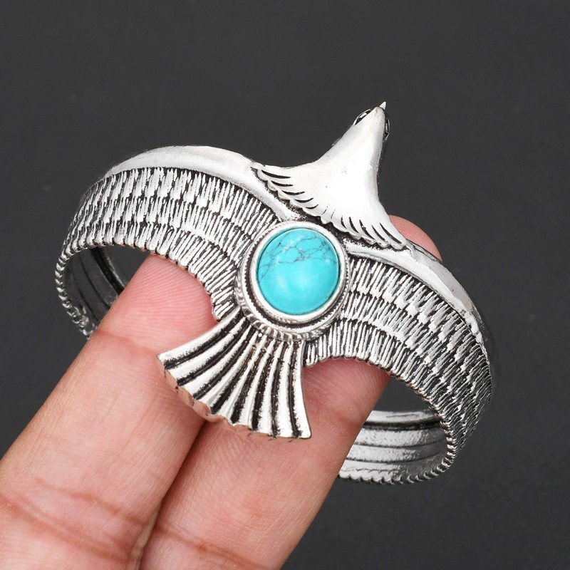 Turquoise Gemstone Ethnic Handmade Adjustable Bangle Jewelry For Women TC-007 gallery