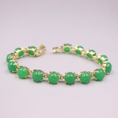 Gold Plated Bracelet for Women Alloy Natural Jade Green Bracelet