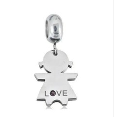 Stainless European Charm Bead Baby Girl Rhinestone Crystal Fit Bracelets Jewelry