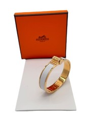 Hermés Bracelet Clic Charnier Gold White Bangle Unisex Jewellery Original Box Bracelets