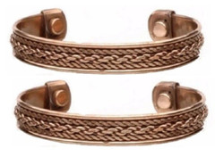 2 Pack Pure Copper Magnetic Bracelet Arthritis Pain Therapy Cuff Twist Chain
