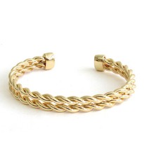 Open Double Twisted Bangle Gold