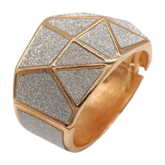 Women Gold Metal Wide Bracelet Silver Sparkling Glitter Bling All Season Jewelry