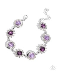 Paparazzi Feminine Favor – Purple – Purple Gems – White Rhinestones – Bracelet