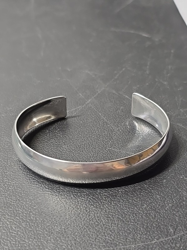 Solid Sterling Silver 12mm Smooth Curved Edge Cuff Bracelet gallery
