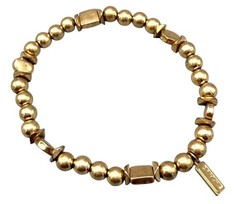 Canvas Gold Beaded Stretch Bangle Bracelet Minimalist Bohemian Everyday