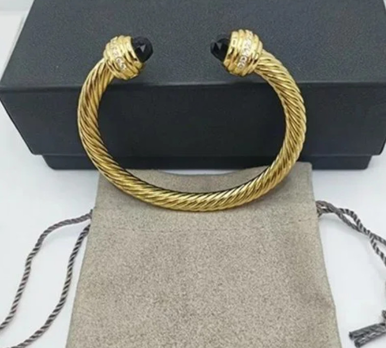 5mm black stone-set bangle cuff bangle suitable for wrist circumference 6-7 in gallery