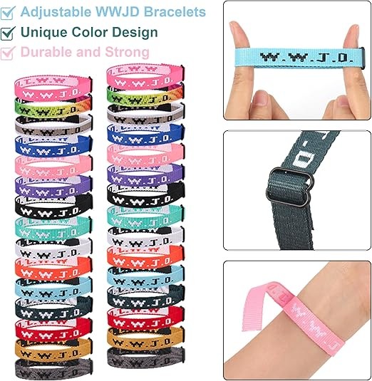 30PCS Adjustable WWJD Bracelets Pack for Women and Men gallery