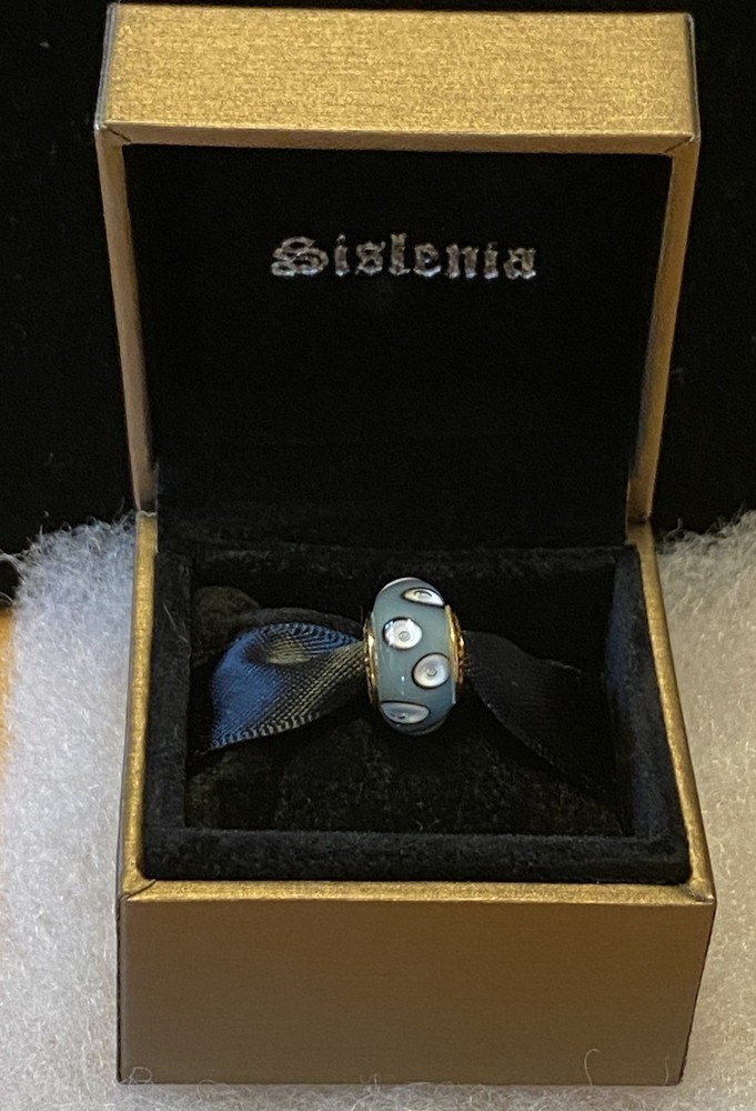 SISLENIA Blue White Bubble Murano Glass Gold Plate Charm, Gift 🎁