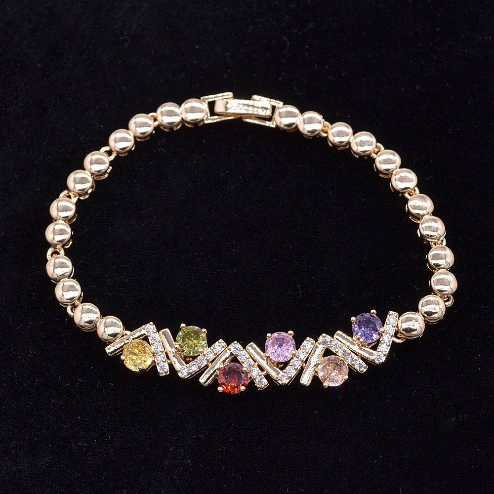 18K Yellow Gold Filled Women Fashion Multicolour Rainbow Mystic Topaz Bracelet gallery