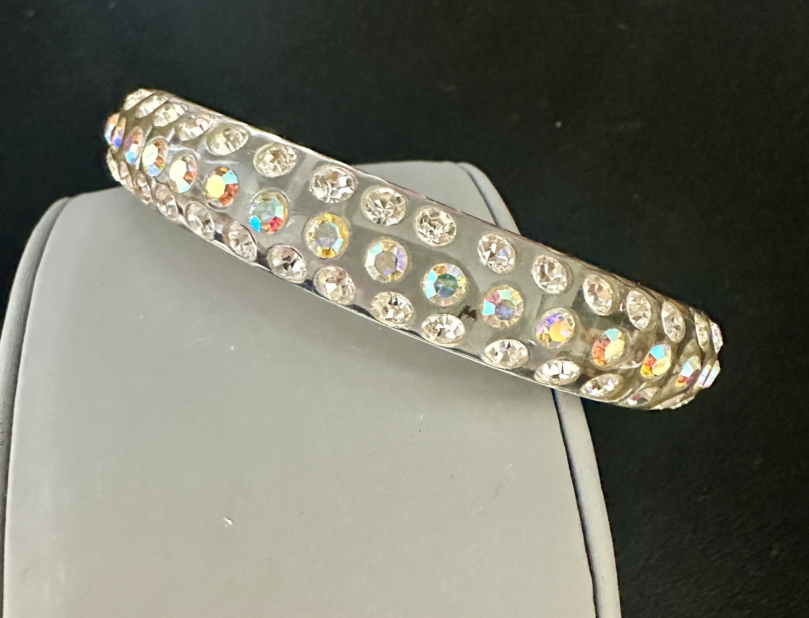 Bracelet/ Bangle Studded /Iridescent Crystals / Transparent /Lightweight gallery