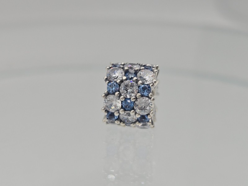 Authentic Pandora Radiant Sparkling Blue & Clear CZ Silver Sparkle Charm gallery
