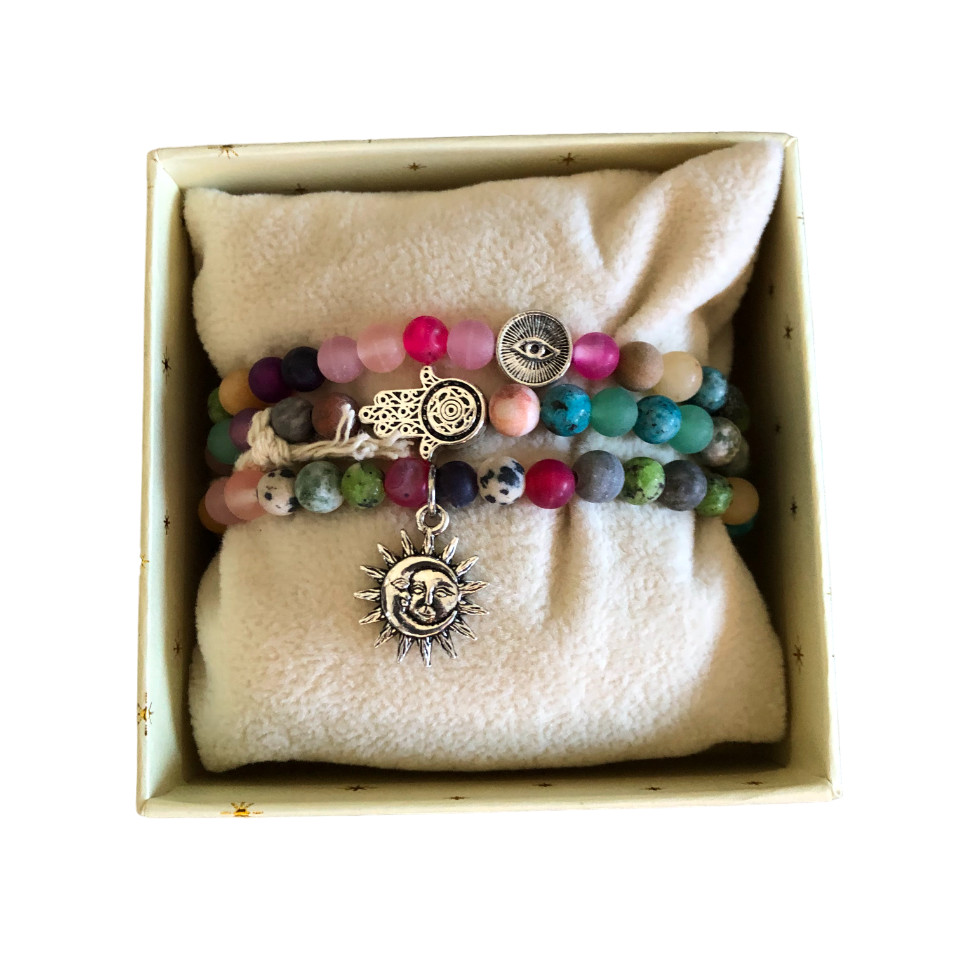 Eye Candy Los Angeles Army Candy Hamas Sun Evil Eye Charm Luxe Bracelet 3-piece gallery