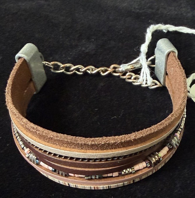 Boho Leather Cuff And Beaded Wrapped Bracelet gallery