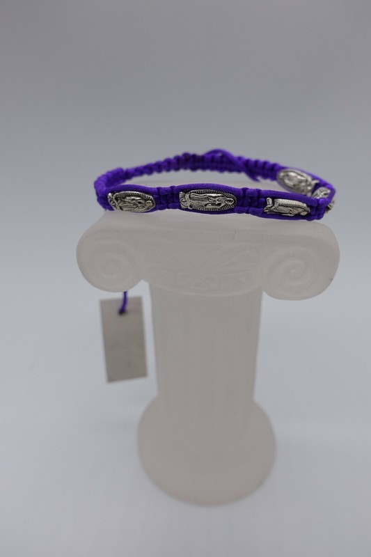 macrame purple cord St Benedict medals adjustable bracelet gallery