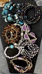 8 Bracelets Chunky Large Beads Earthy Colors Costume Jewelry