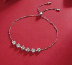 1.50 Ct Round Cut Simulated Diamond Bolo Bracelet In 14K White Gold Plated