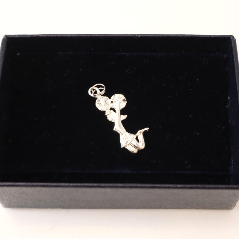 925 Sterling Silver Jumping Cheerleader Charm Pom Poms Signed SU gallery
