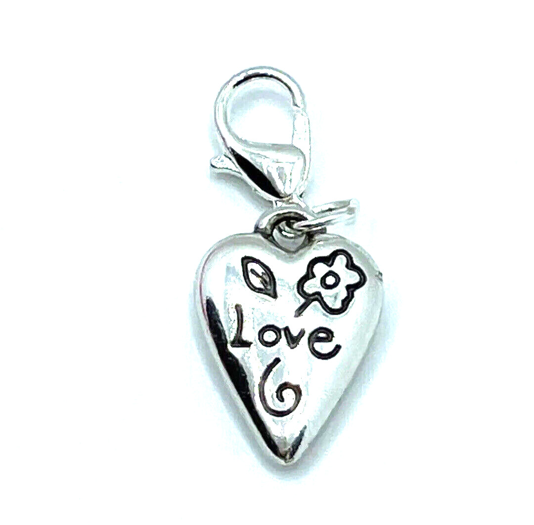 Brighton Amour Heart Love Etched Letters Reversible Custom Snap Silver Charm gallery