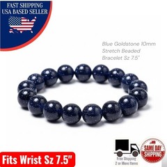 Blue Goldstone A++ 10mm Crystal Stretch Healing Beaded Bracelet Sz 7.5″