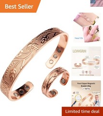 Chic Adjustable Copper Magnetic Bracelet and Ring Set – 2-Piece Gift for Women