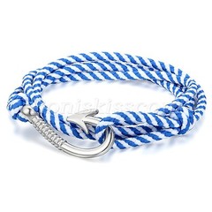 Stylish Multilayer Twisted Nylon Rope Cord Unisex Fish Hook Nautical Bracelet