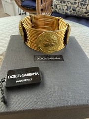 Dolce&Gabbana Gold Coin Medallion Metal Bangle Bracelet Round