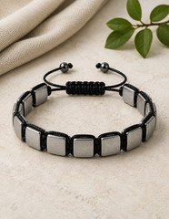 Natural Pyrite Bracelet | Adjustable Thread Bracelet | Square Pyrite Stone
