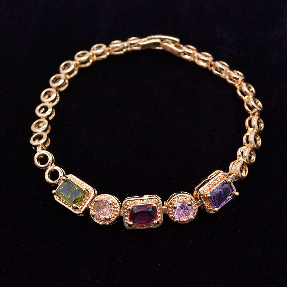 18K Yellow Gold Filled Women Trendy Rainbow Mystic Topaz Bracelet Jewelry gallery