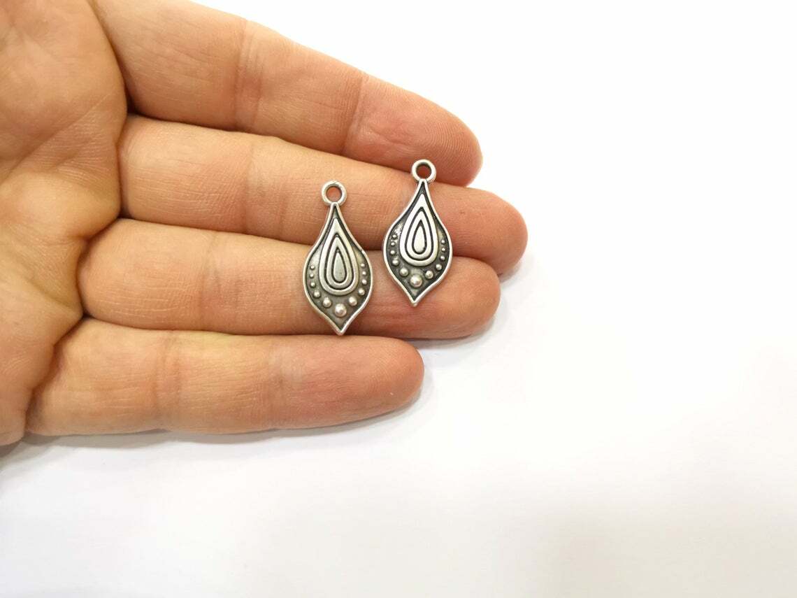 4 Pcs Drop Ethnic Dangle Charms Antique Silver Plated jewelry Accessories G18257 gallery